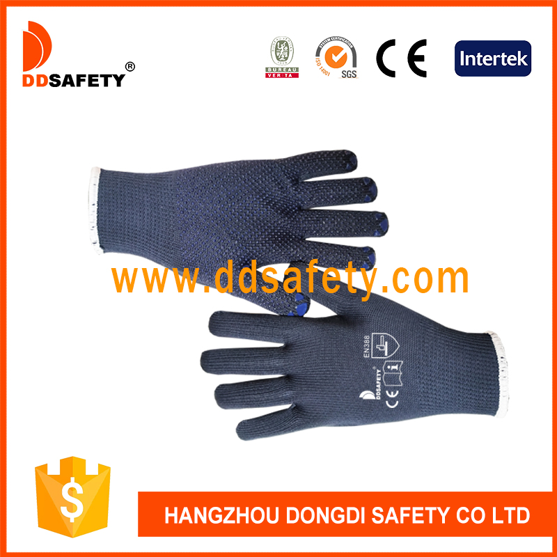 Вязаная перчатка из ПВХ синего цвета - DKP502